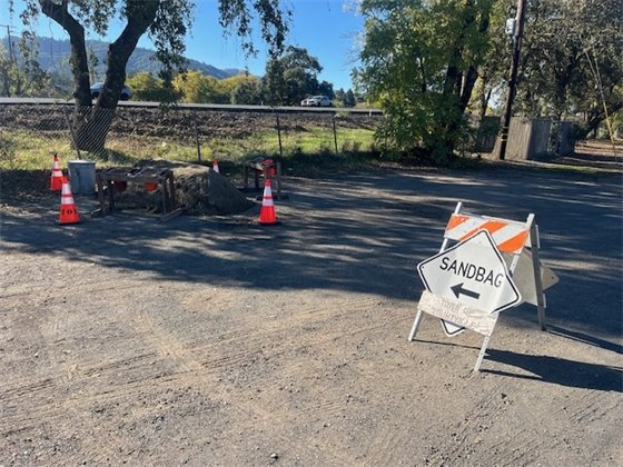 sandbag station south of Veterans Park