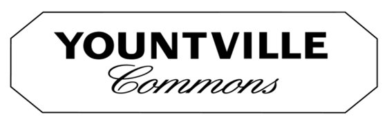 Yountville Commons banner with logo adapted from old train depot sign.