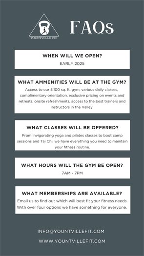 Yountville Fit FAQs
