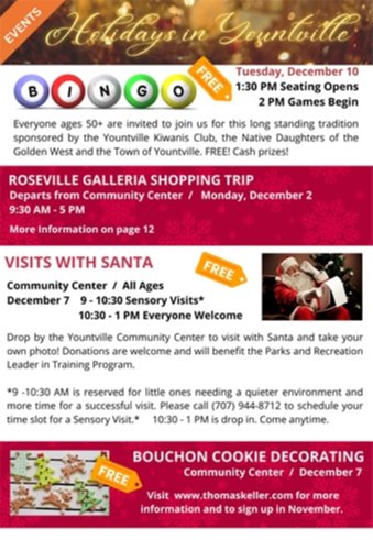 holidays in yountville