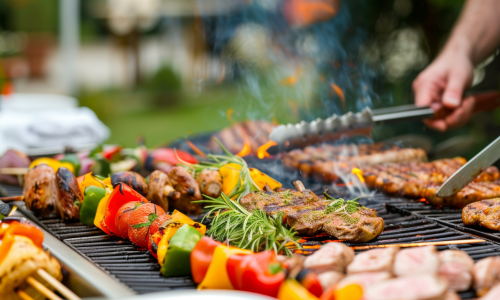 Community Cookout Flyer with Person at BBQ Grill