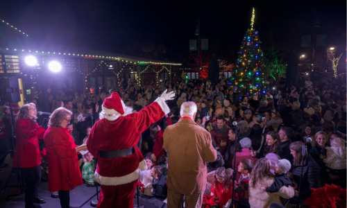 Santa waves to the crowd during Yountville’s Town and Tree Lighting celebration.