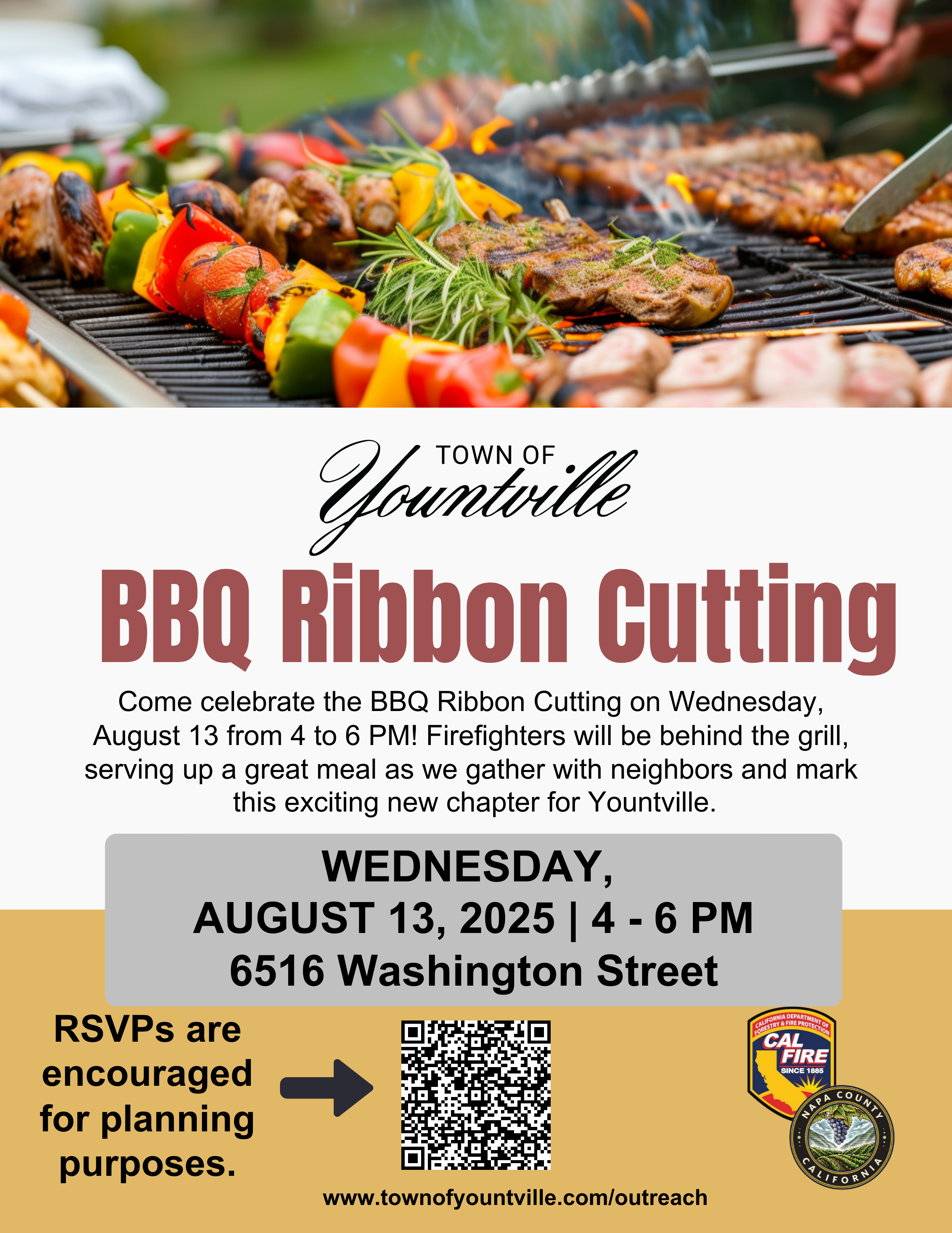 Community Cookout with Napa County Fire - BBQ Grand Opening Event Flyer